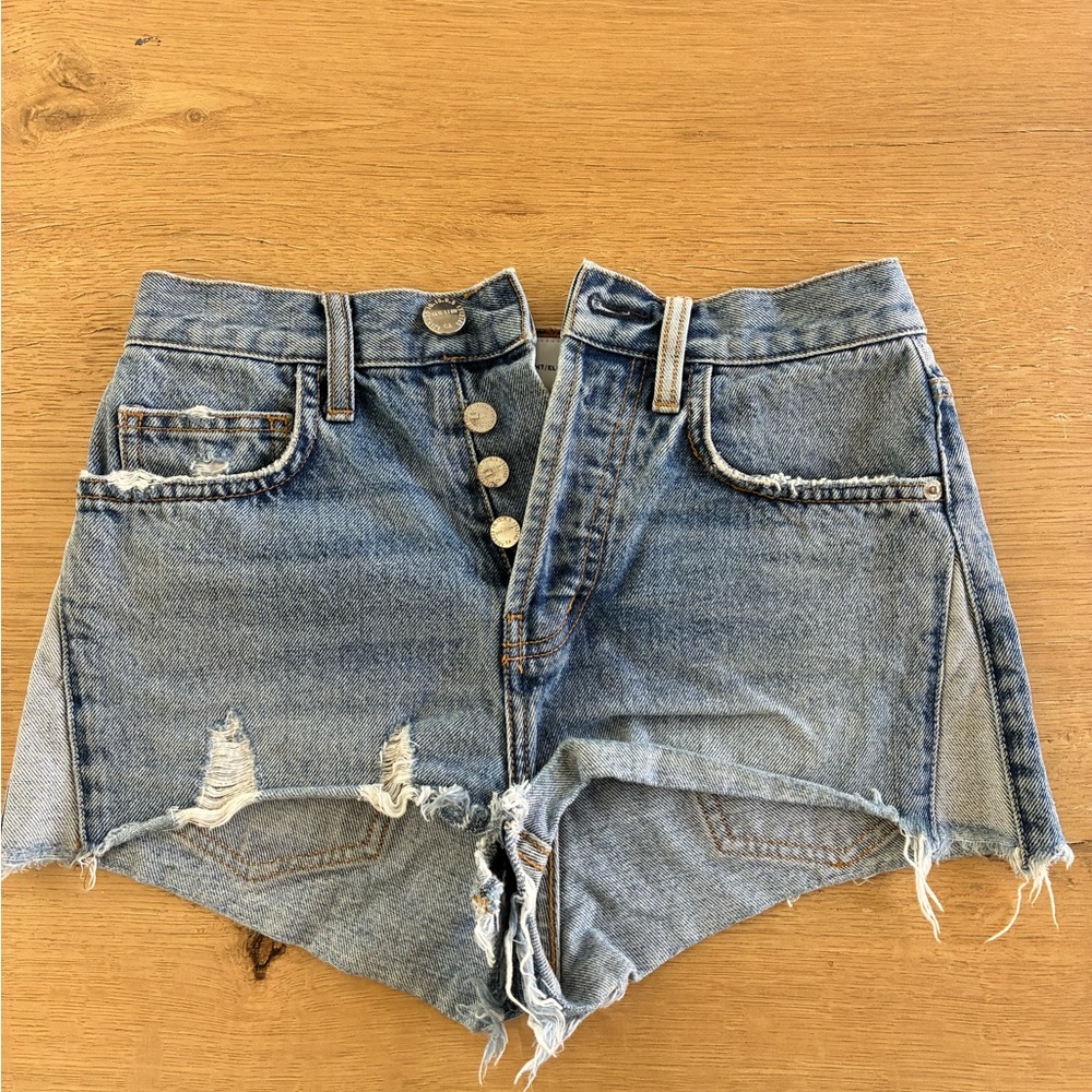 Current/Elliott Blue Distressed Jean Shorts